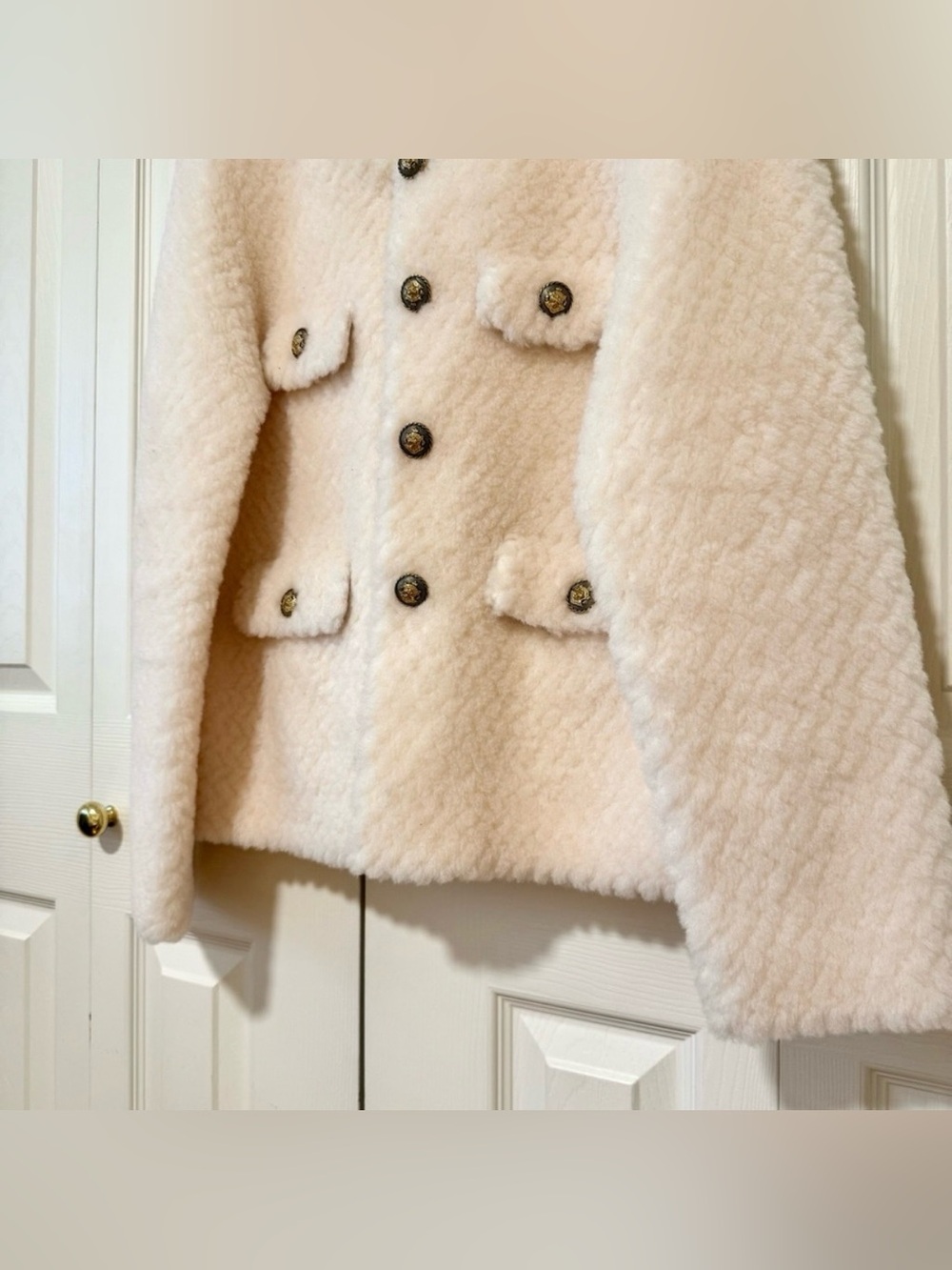 Cream Fuzzy Button-Front
Jacket - Picture 7 of 12